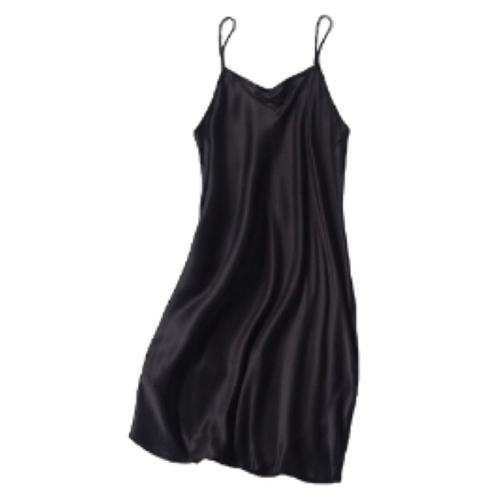 Vintage 80s Silk Slip Dress Romantic Sexy Pin Up Lingerie Long Full Length Black - Picture 11 of 15